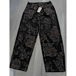 Disturbia Fleur Printed Cord Barrel Leg Trousers, Size W30